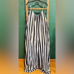 Black and White Striped Jumpsuit